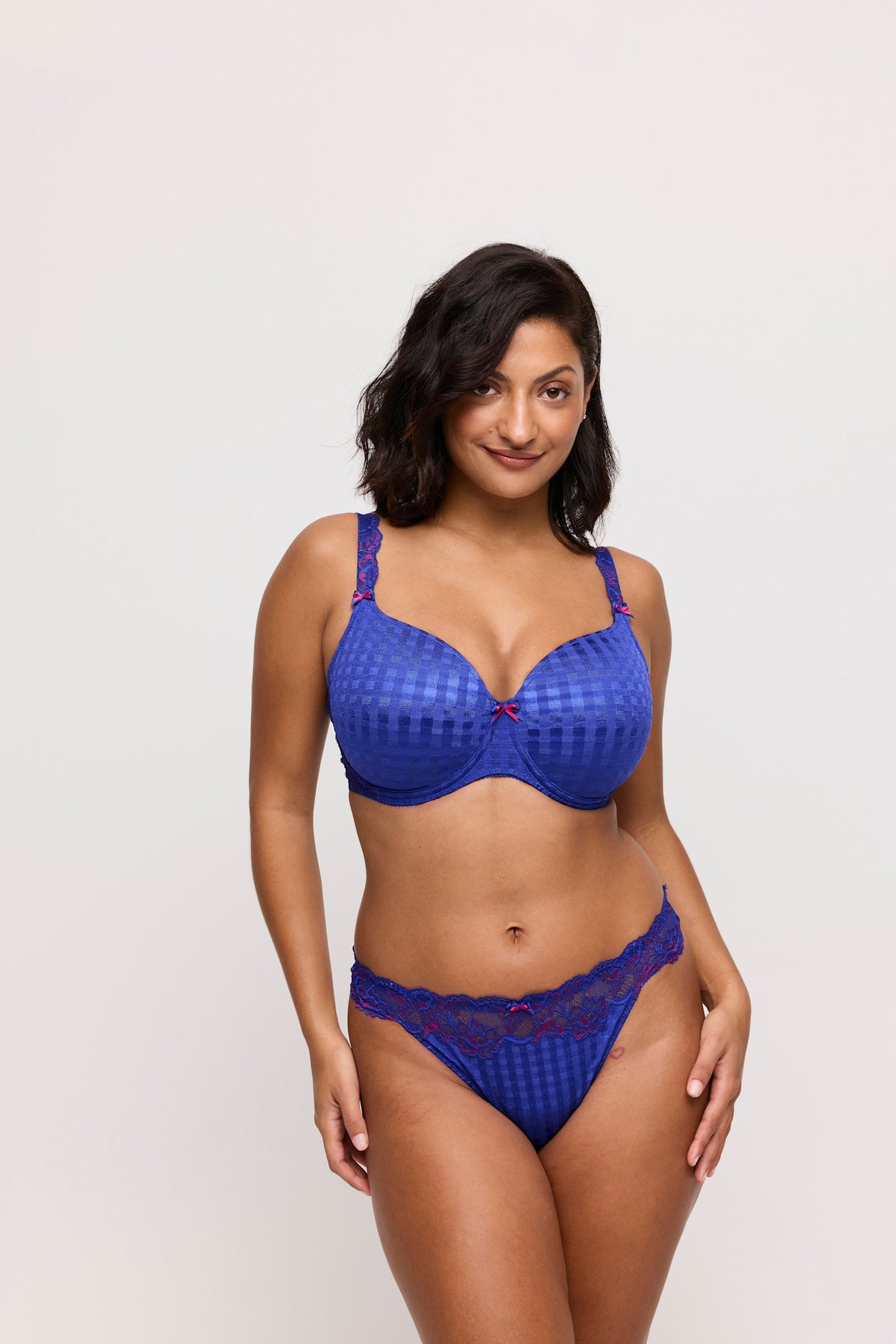 PrimaDonna Madison Thong on model in Blueberry Kiss
