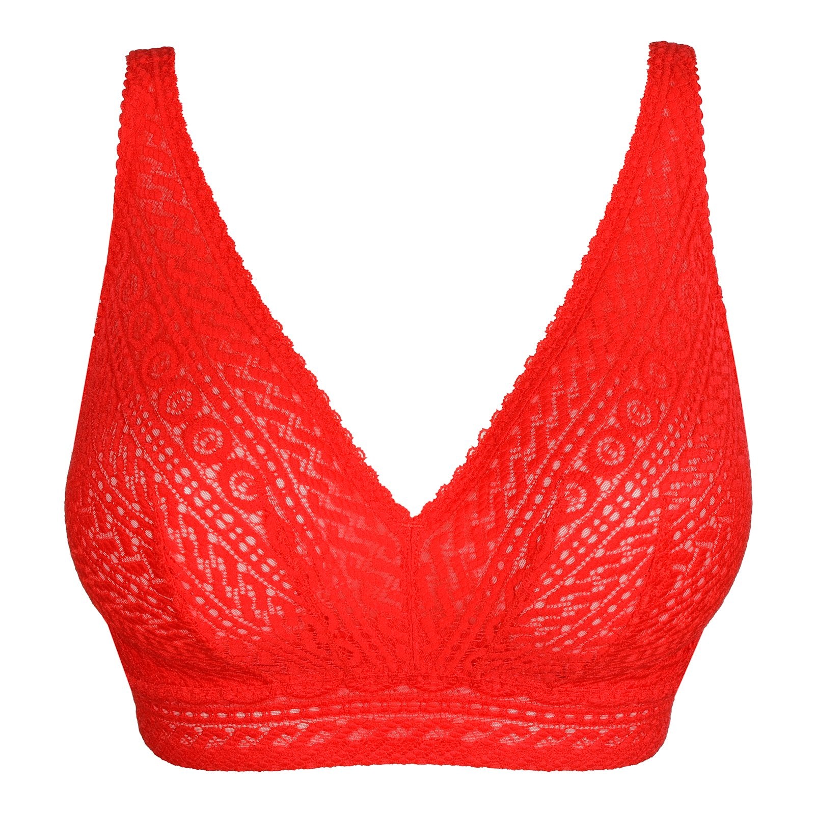 PrimaDonna Montara Bralette flat lay in True Red