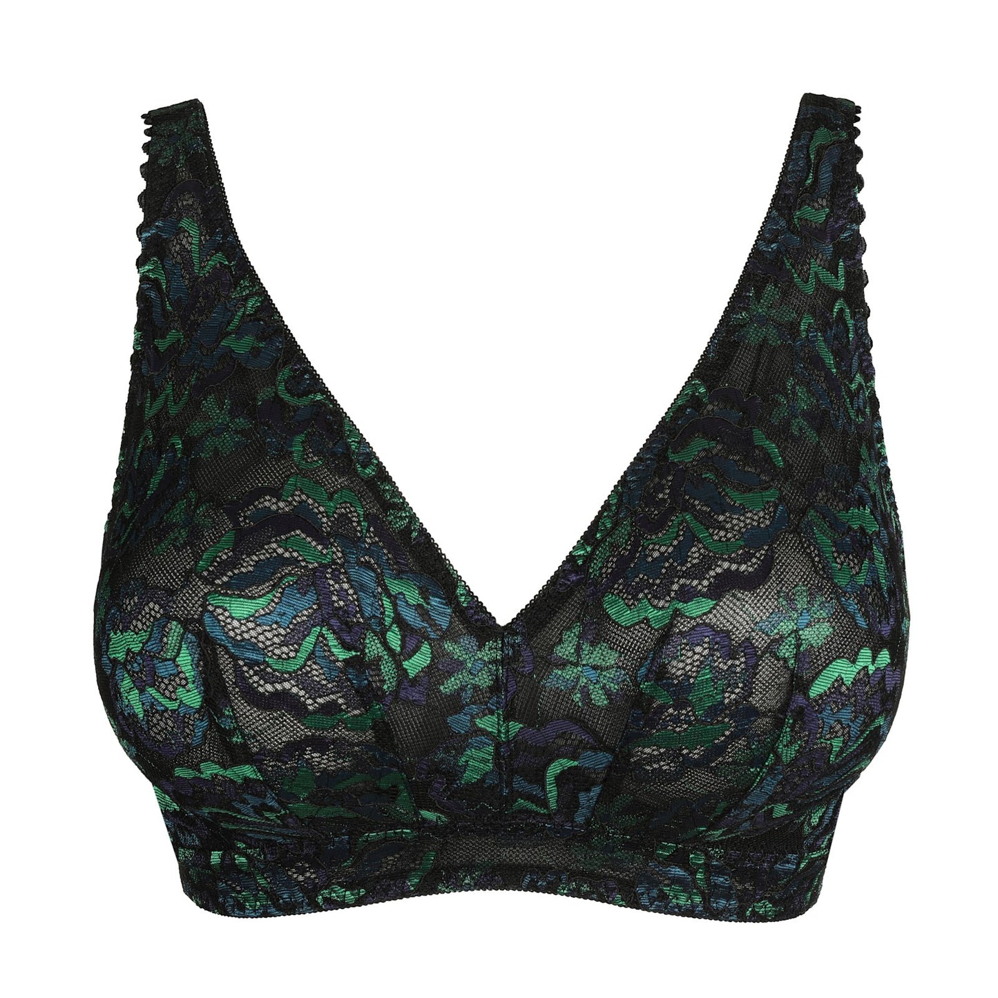 PrimaDonna San Angel Bralette flat lay in Peacock Feather