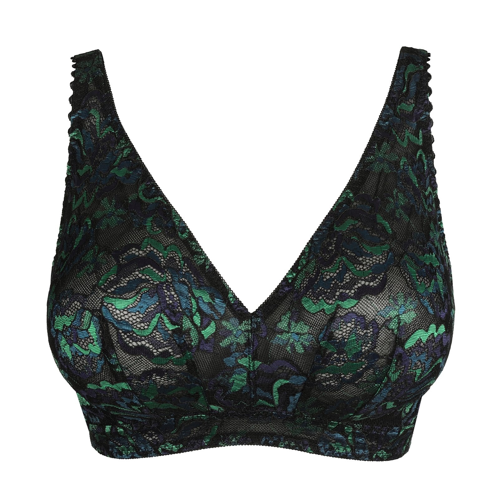 PrimaDonna San Angel Bralette flat lay in Peacock Feather