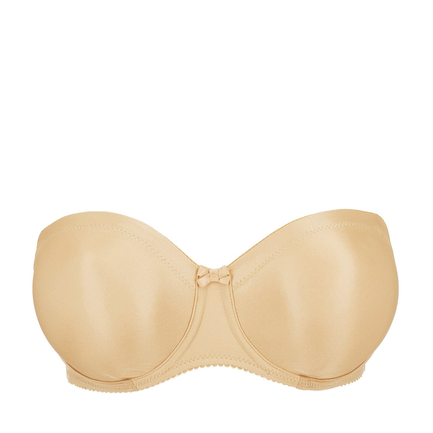 PrimaDonna Satin Strapless Bra flat lay in Cognac