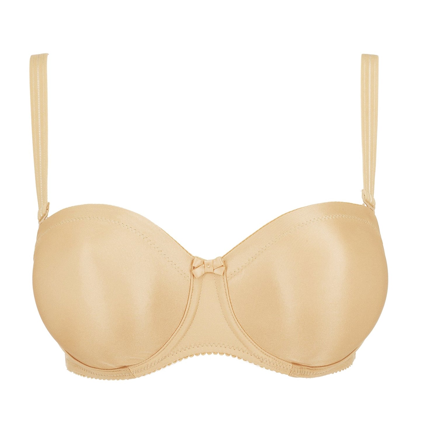 PrimaDonna Satin Strapless Bra flat lay in Cognac