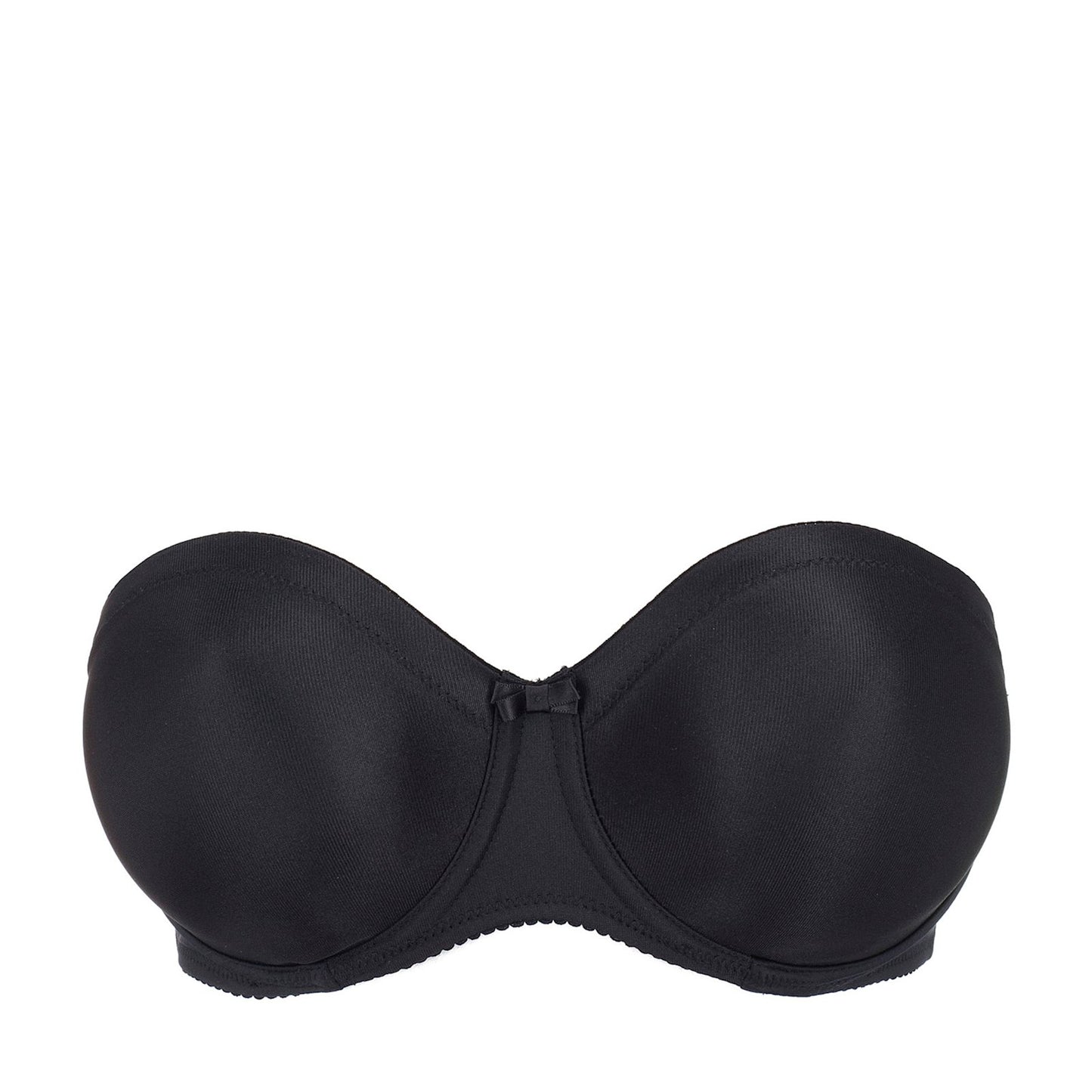 PrimaDonna Satin Strapless Bra flat lay in Black