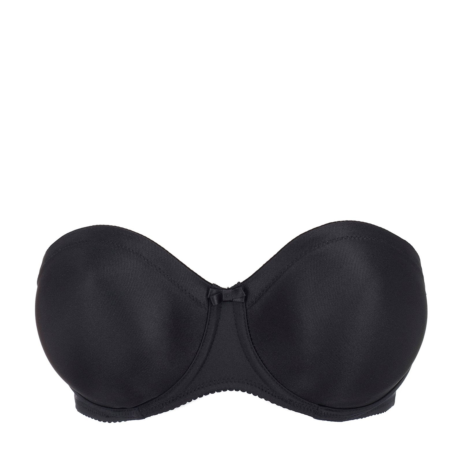 PrimaDonna Satin Strapless Bra flat lay in Black
