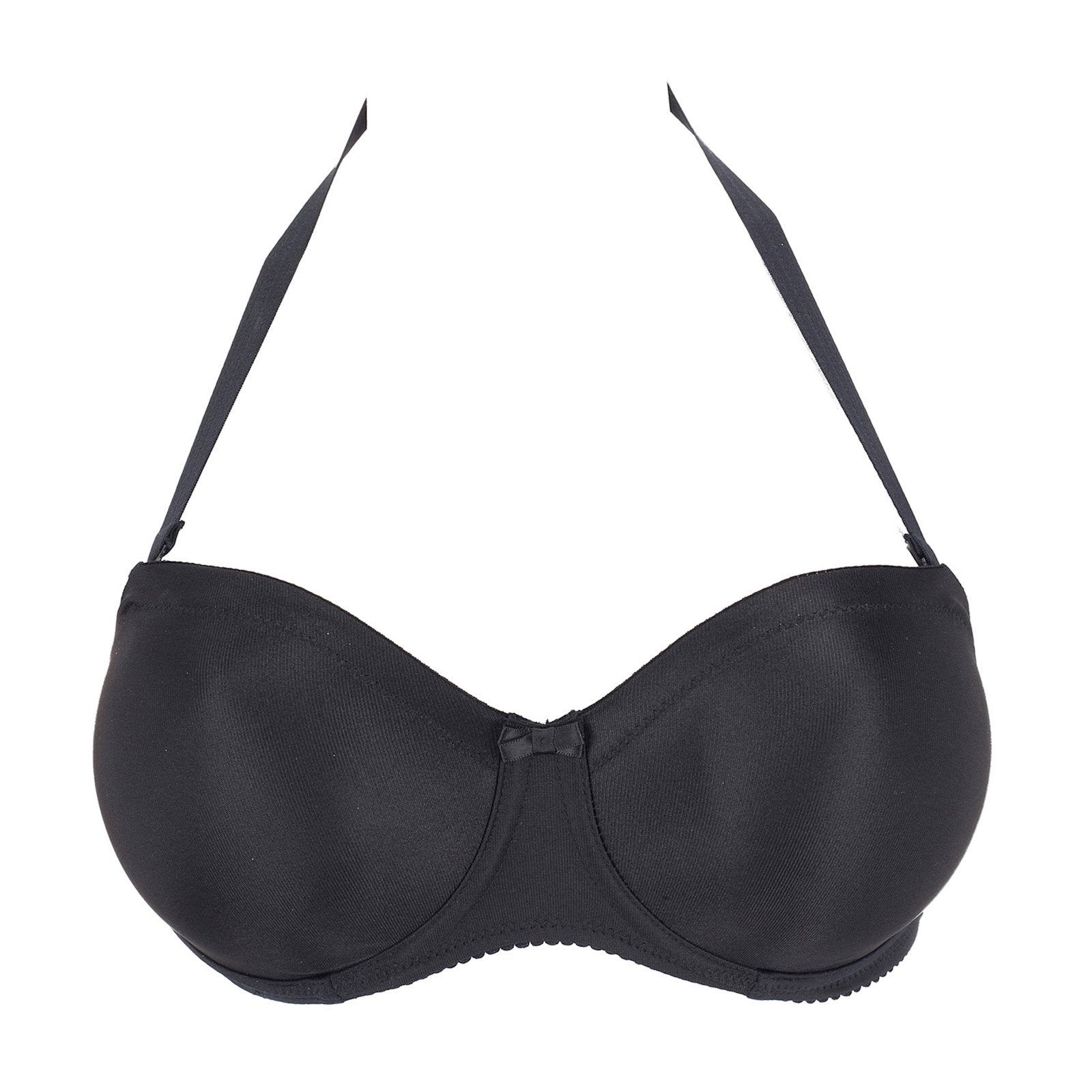PrimaDonna Satin Strapless Bra flat lay in Black