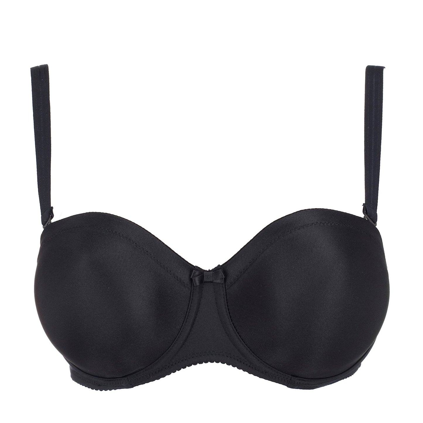 PrimaDonna Satin Strapless Bra flat lay in Black