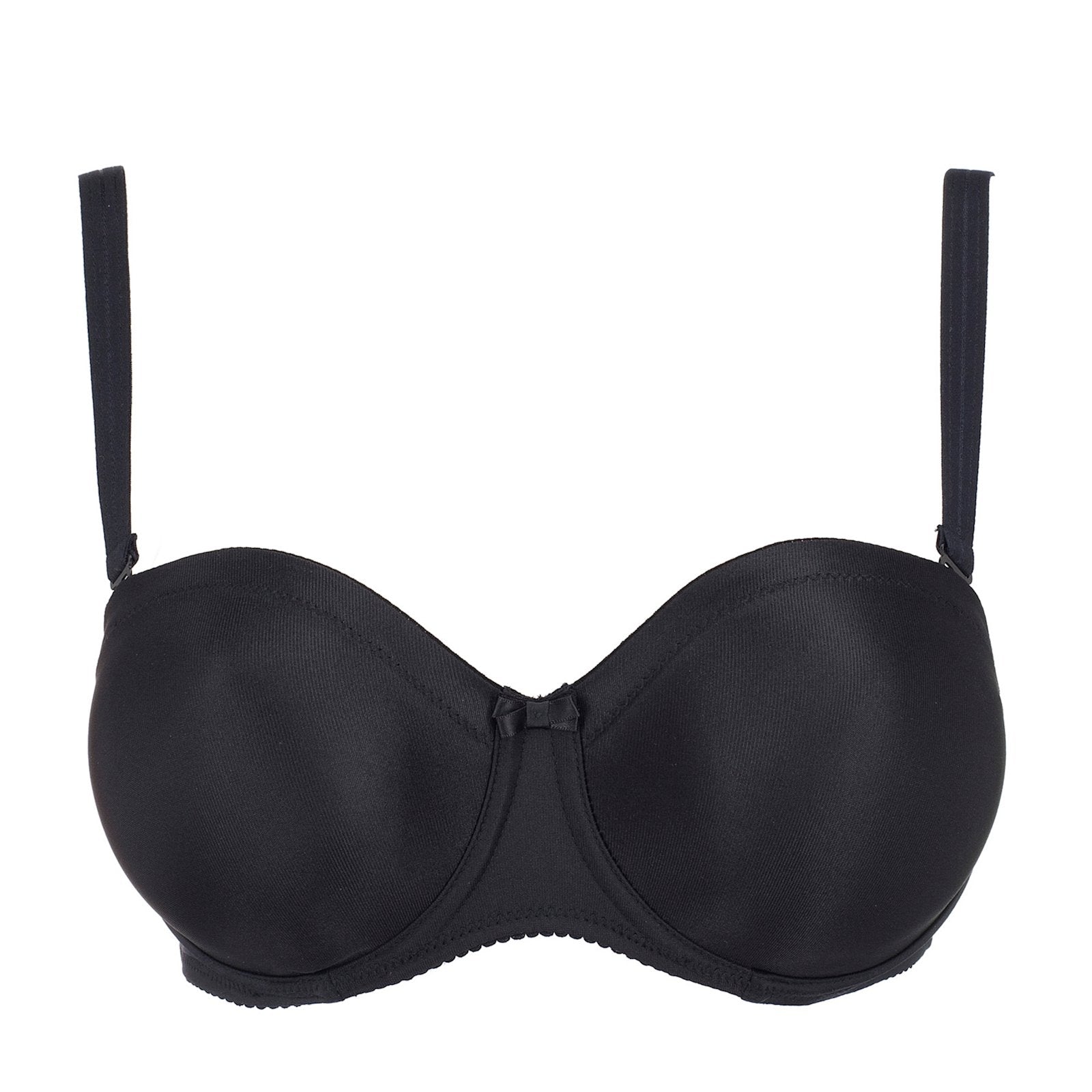 PrimaDonna Satin Strapless Bra flat lay in Black