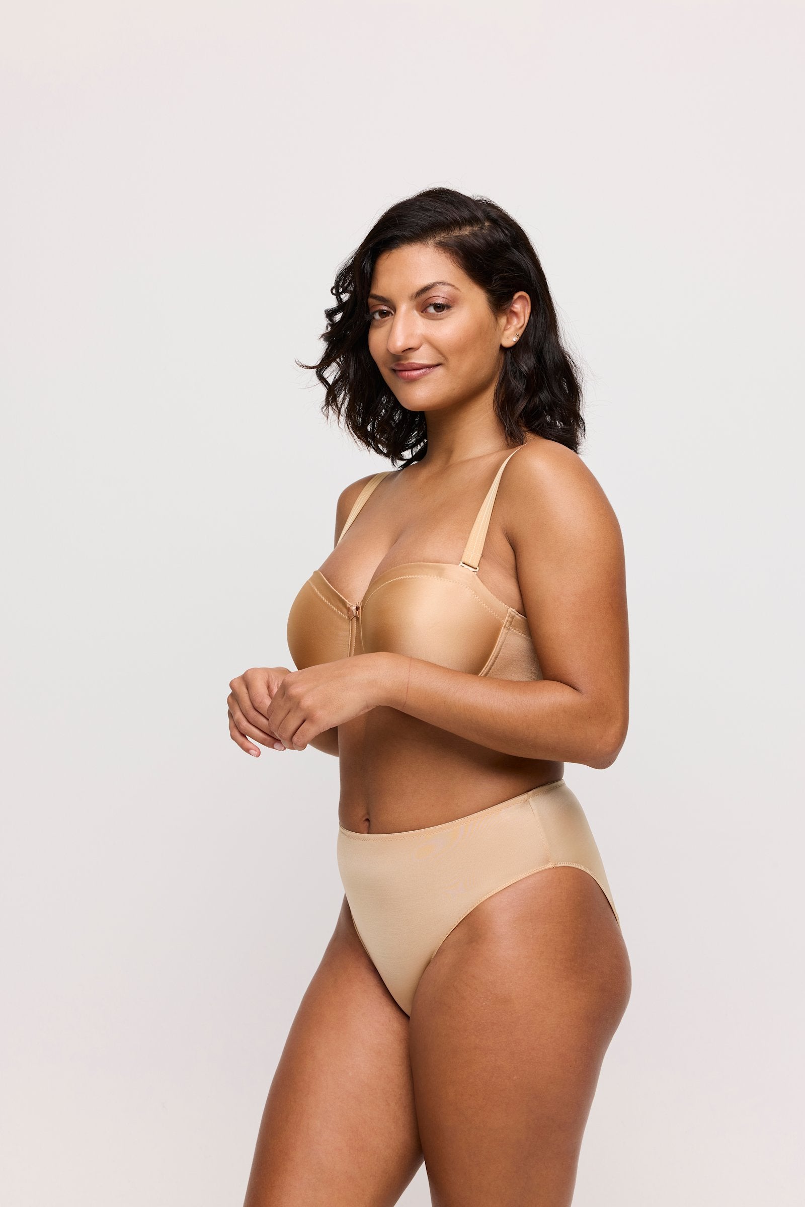 PrimaDonna Satin Full Brief on model in Cognac