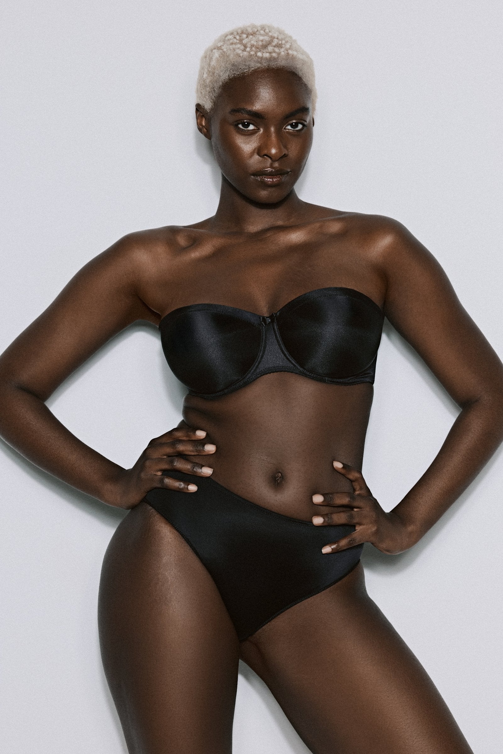PrimaDonna Satin Full Brief styled on model in Black