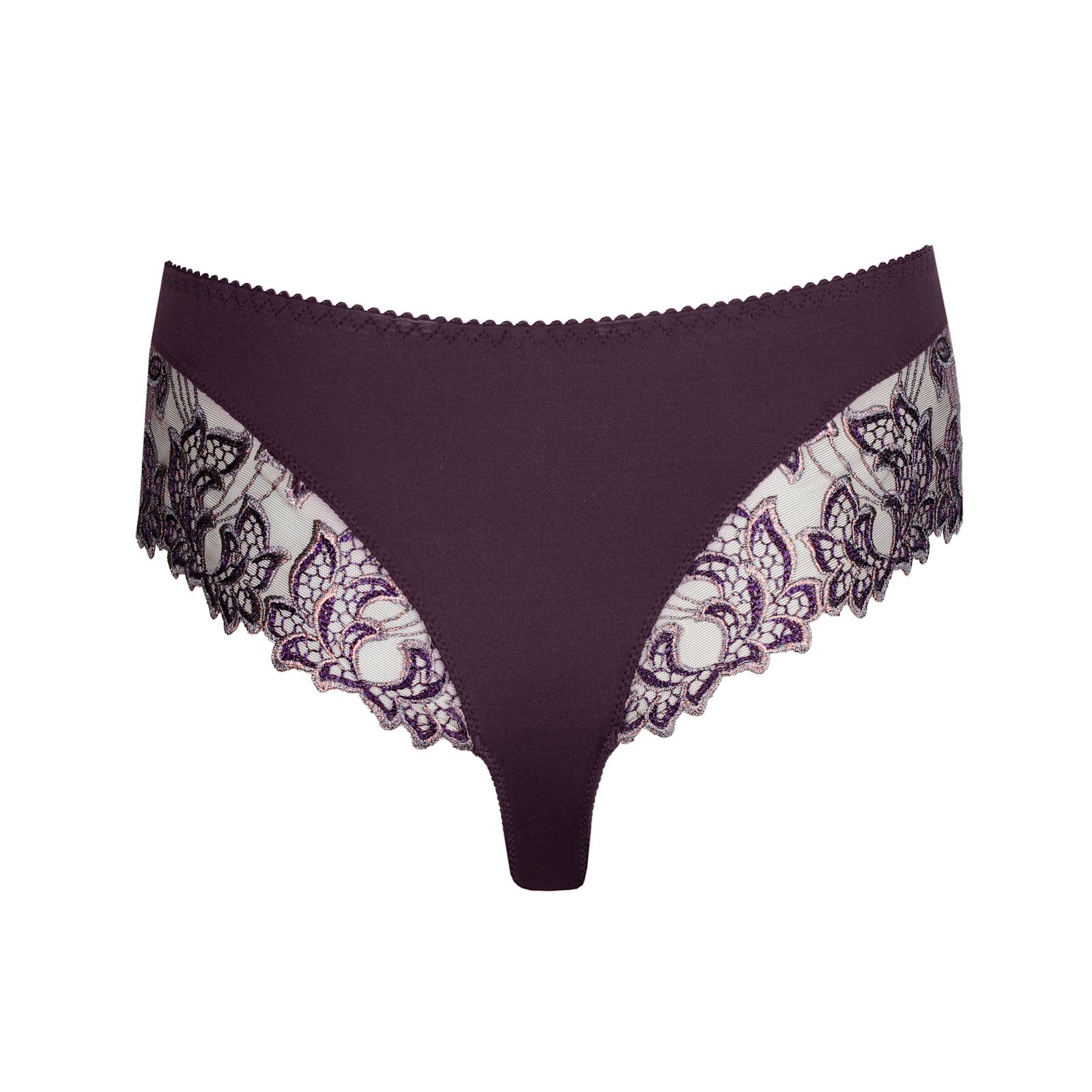 PrimaDonna Deauville Luxury Thong flat lay in Amethyst Gem