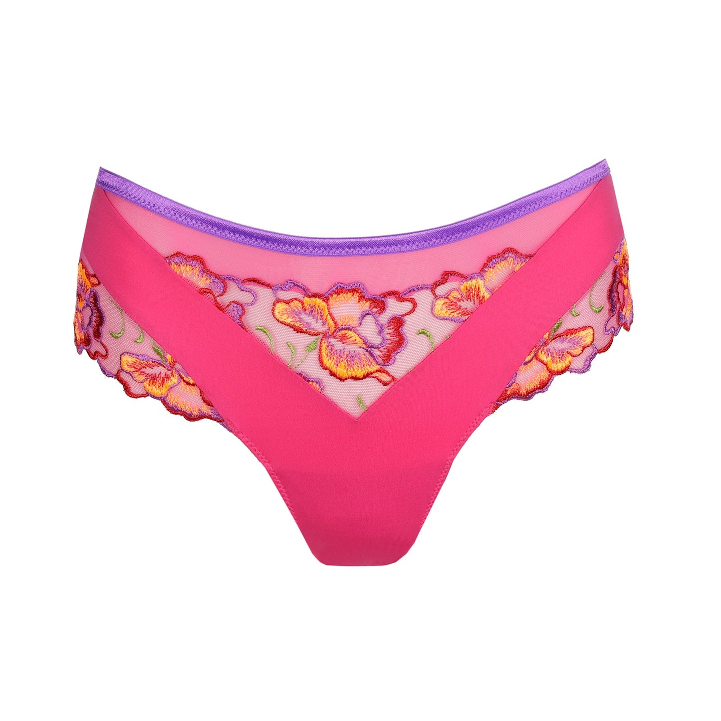 PrimaDonna Devdaha Luxury Thong flat lay in Very Berry