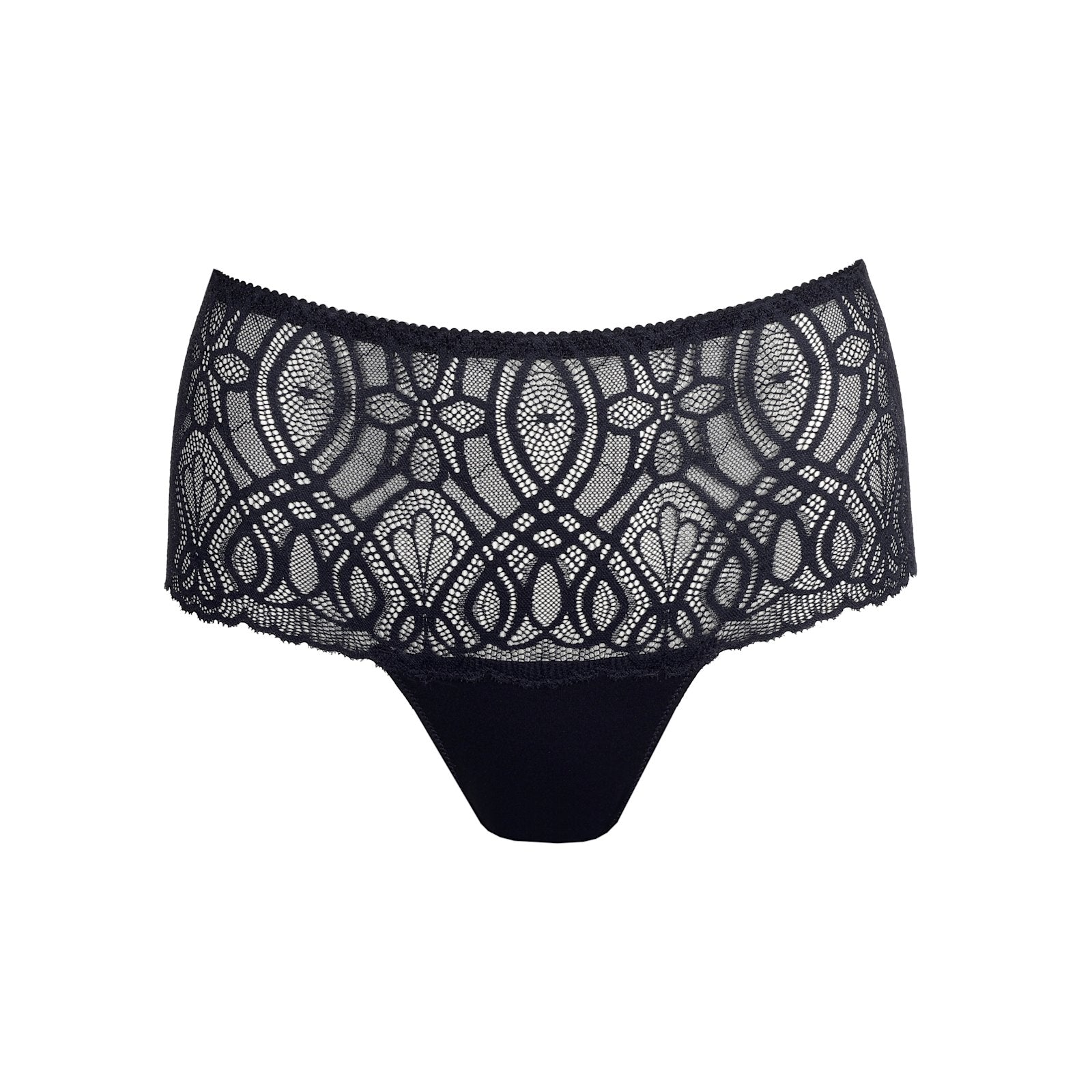 PrimaDonna Salerno Luxury Thong flat lay in Midnight Blue