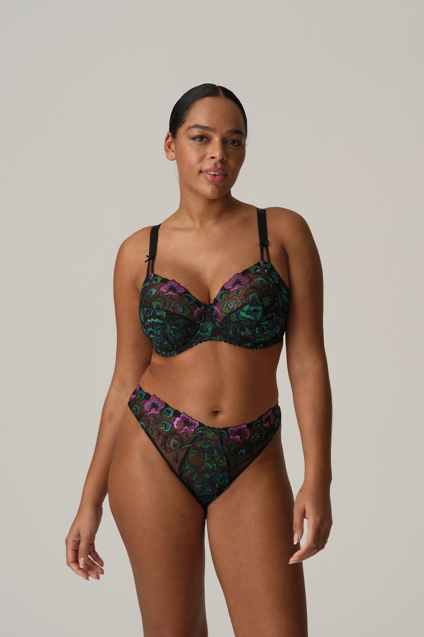 PrimaDonna San Angel Thong on model in Peacock Feather