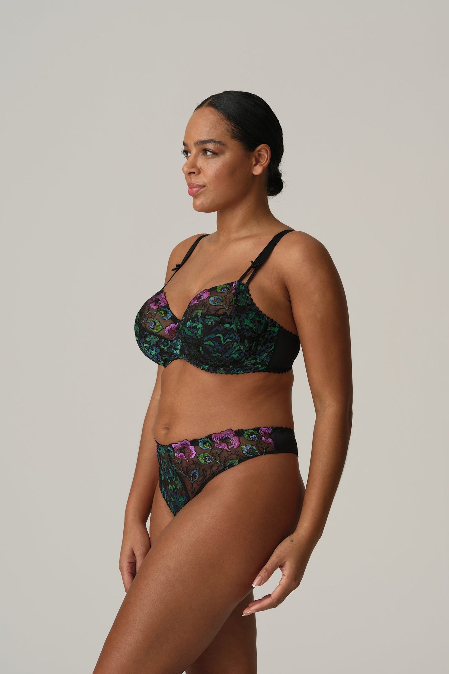 PrimaDonna San Angel Thong on model in Peacock Feather