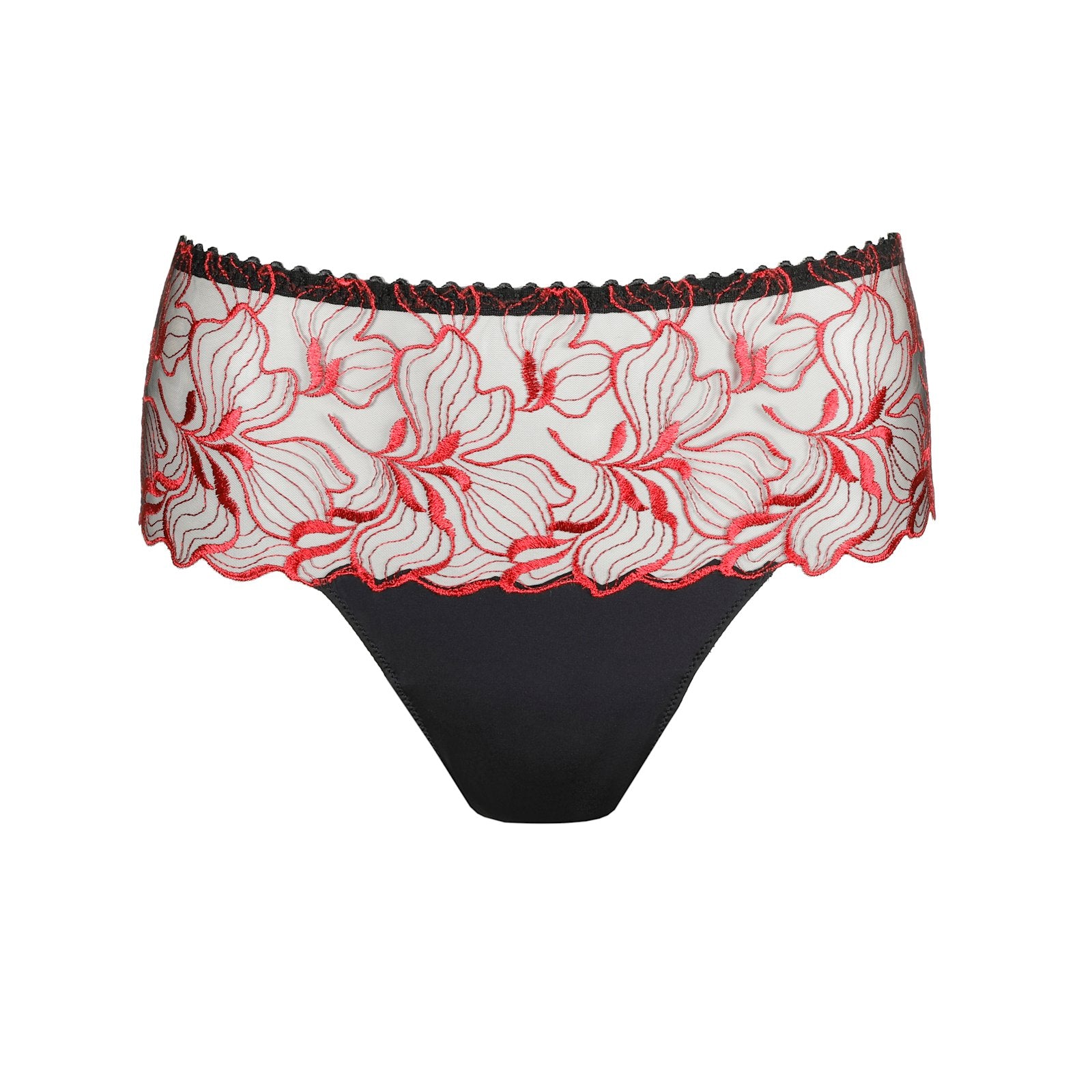 PrimaDonna Springdale Luxury Thong flat lay in Black Rose