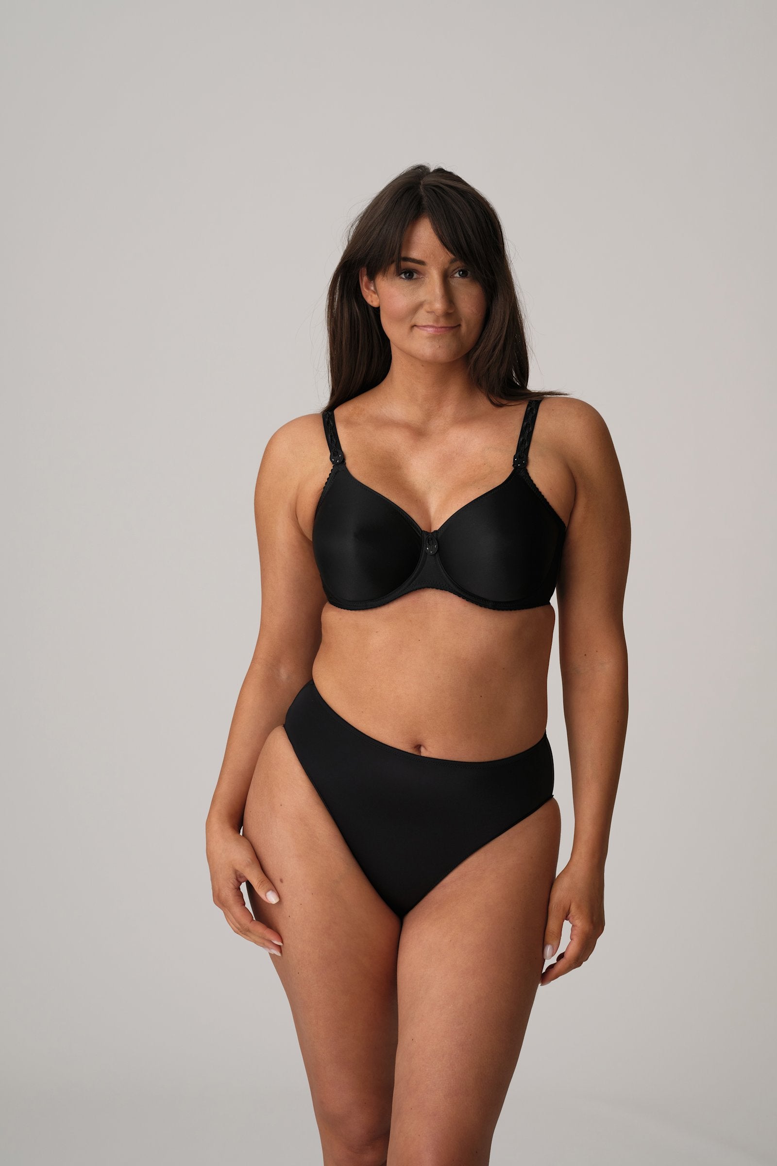 PrimaDonna Satin Padded Full Cup Bra on model in Black