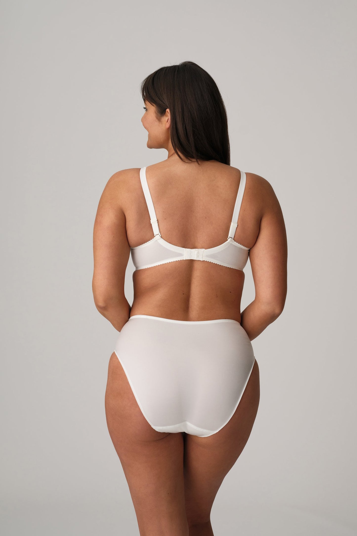 PrimaDonna Satin Padded Full Cup Bra on model in Natural