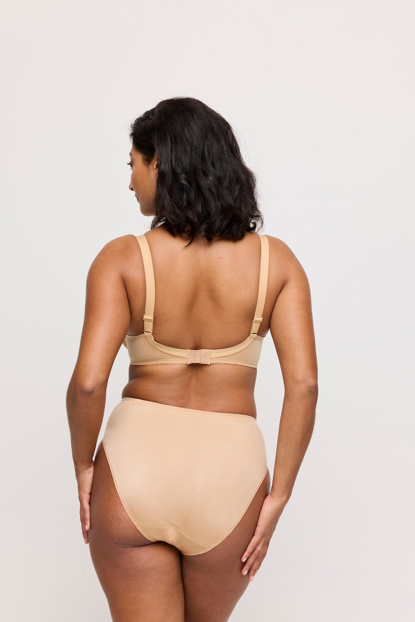 PrimaDonna Satin Padded Full Cup Bra on model in Cognac