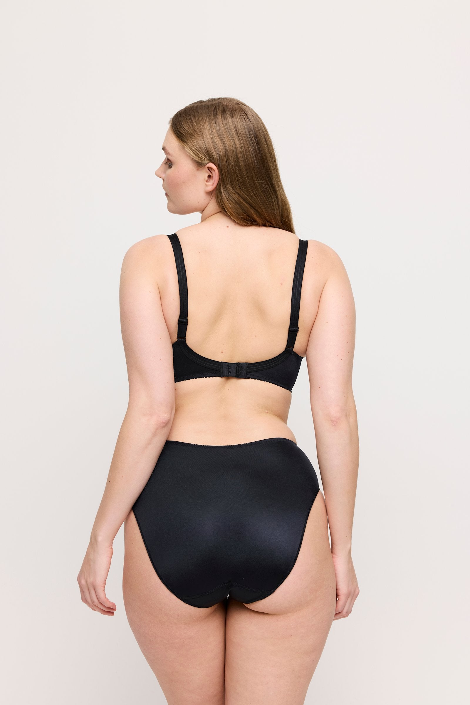 PrimaDonna Satin Padded Full Cup Bra on model in Black