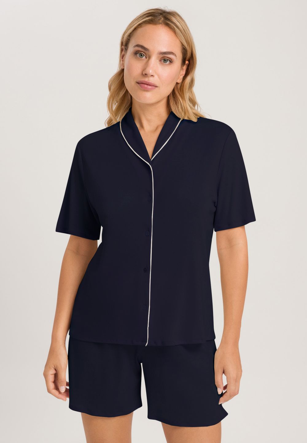 Hanro Basic Natural Comfort Natural Comfort S/Slv Pajama (077977) Deep Navy