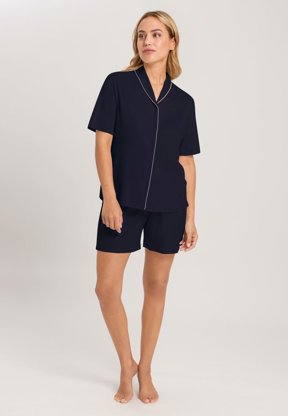 Hanro Basic Natural Comfort Natural Comfort S/Slv Pajama (077977) Deep Navy