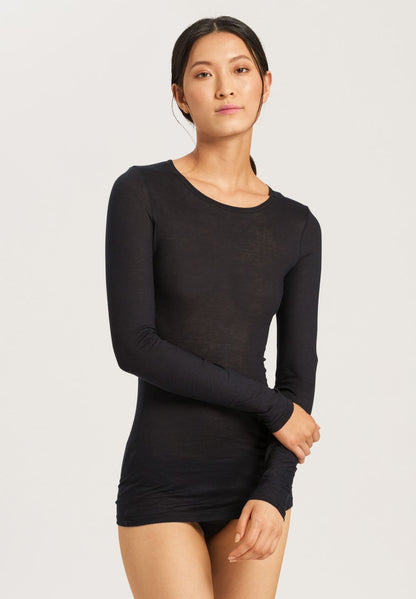 Hanro Basic Ultralight Ultralight L/Slv Shirt (071829) Black