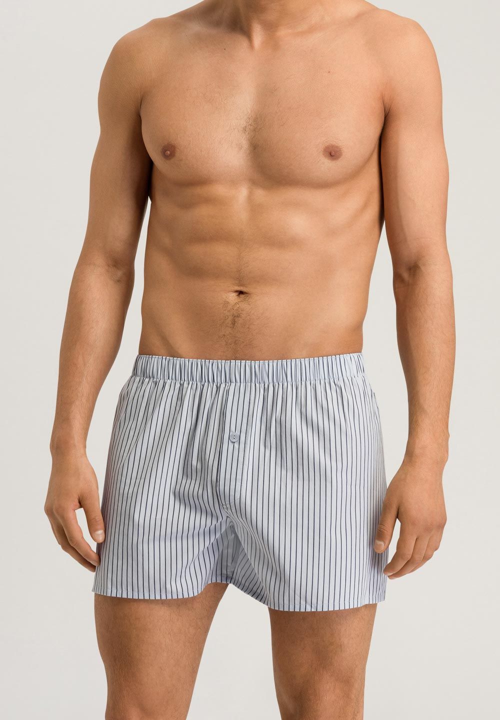 Hanro Basic Fancy Woven Fancy Woven Boxers (074013) Light Grey Stripe