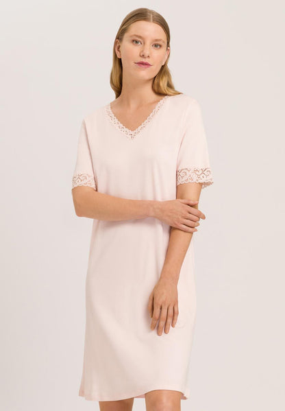 Hanro Basic Moments Nw Moments Nw S/Slv Nightdress 100 Cm (077040) Crystal Pink