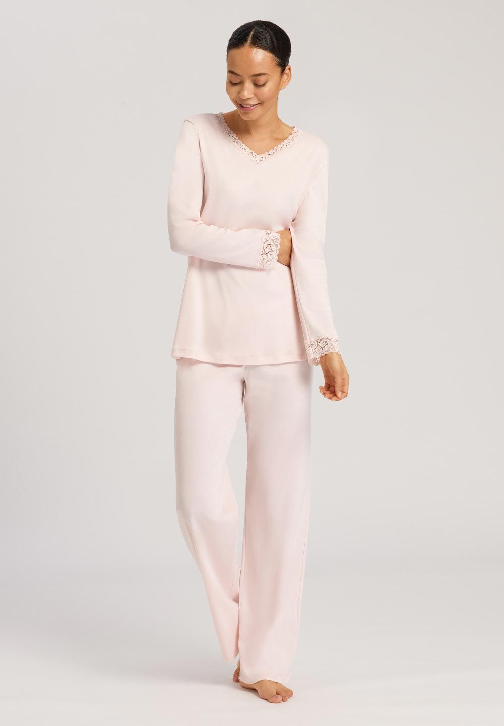 Hanro Basic Moments Nw Moments Nw L/Slv Pajama (077041) Crystal Pink