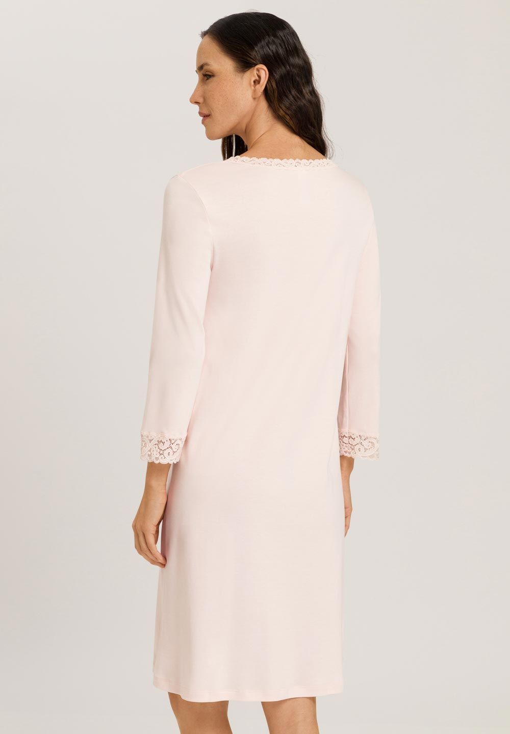 Hanro Basic Moments Nw Moments Nw 3/4 Slv Nightdress 100Cm (077162) Crystal Pink