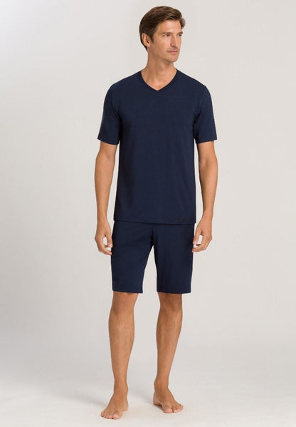 Hanro Basic Casuals S/Slv Shirt V-Neck (075035) Deep Navy
