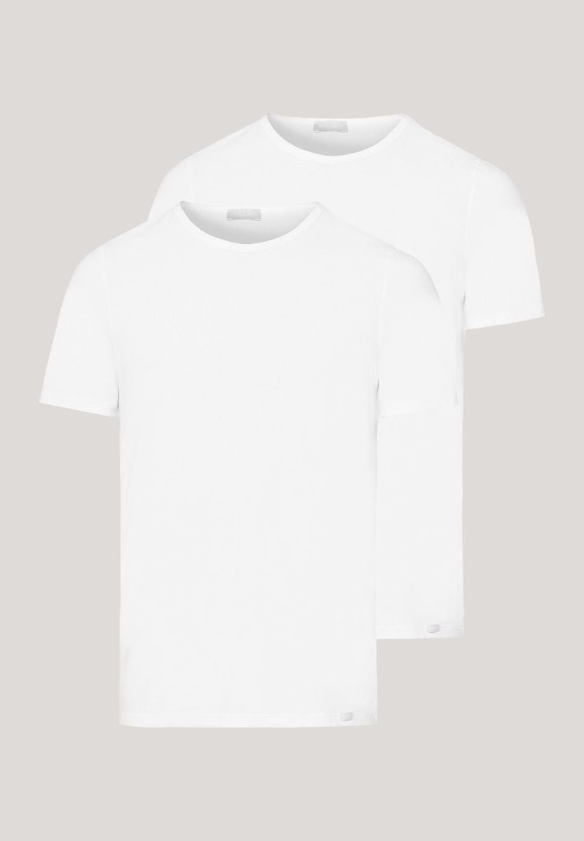 Hanro Basic Cotton Essentials Cotton Essentials Short Sleeve Shirts Twopack (073110) White