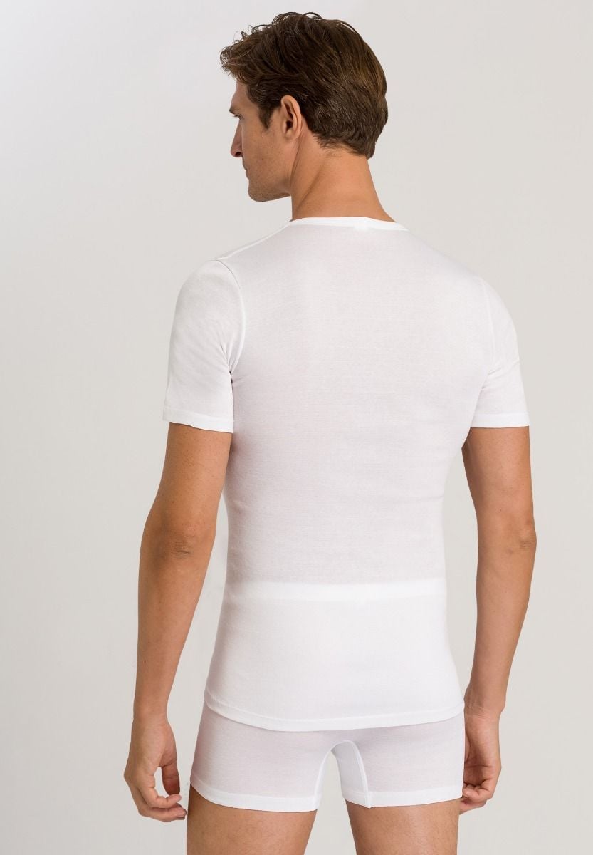 Hanro Basic Cotton Pure Cotton Pure Short Sleeve Shirt (073663) White