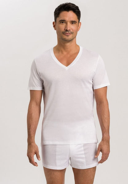 Hanro Basic Cotton Sporty Cotton Sporty S/Slv Shirt V-Neck (073510) White