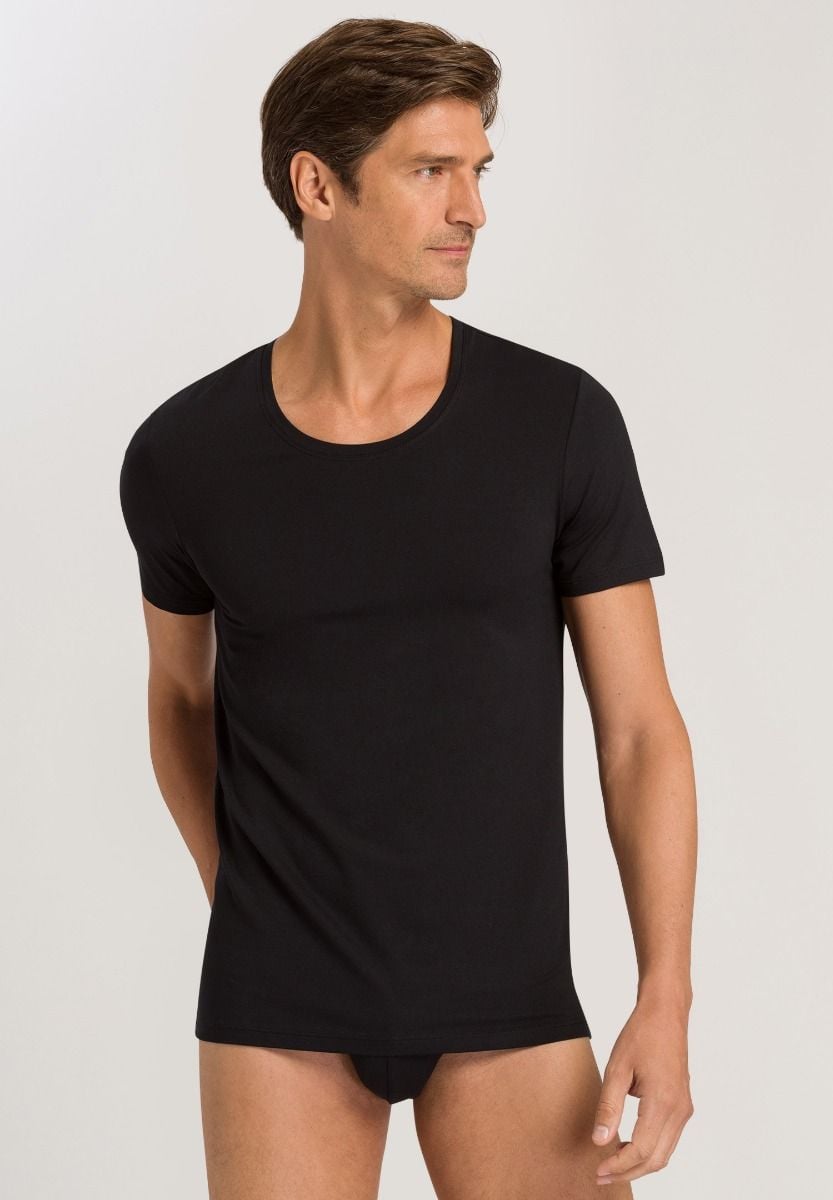 Hanro Basic Cotton Superior Cotton Superior Short Sleeve Shirt (073088) Black