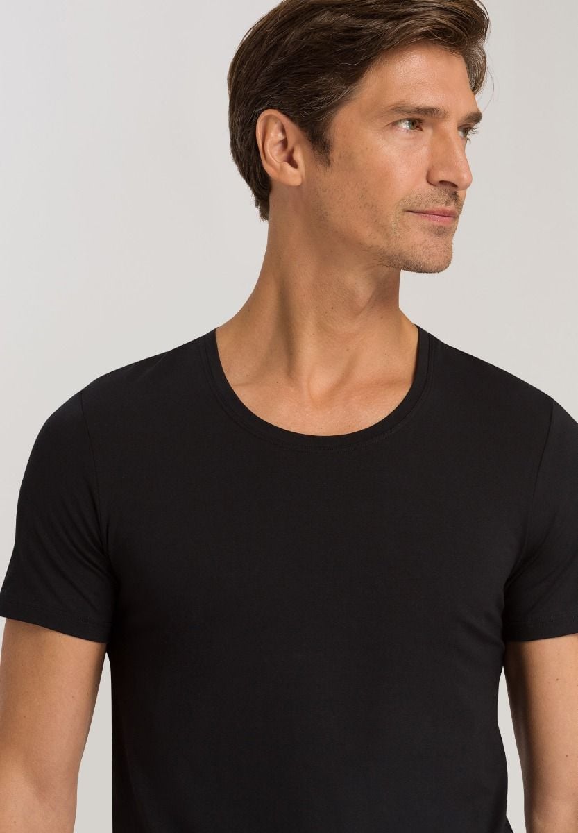 Hanro Basic Cotton Superior Cotton Superior Short Sleeve Shirt (073088) Black