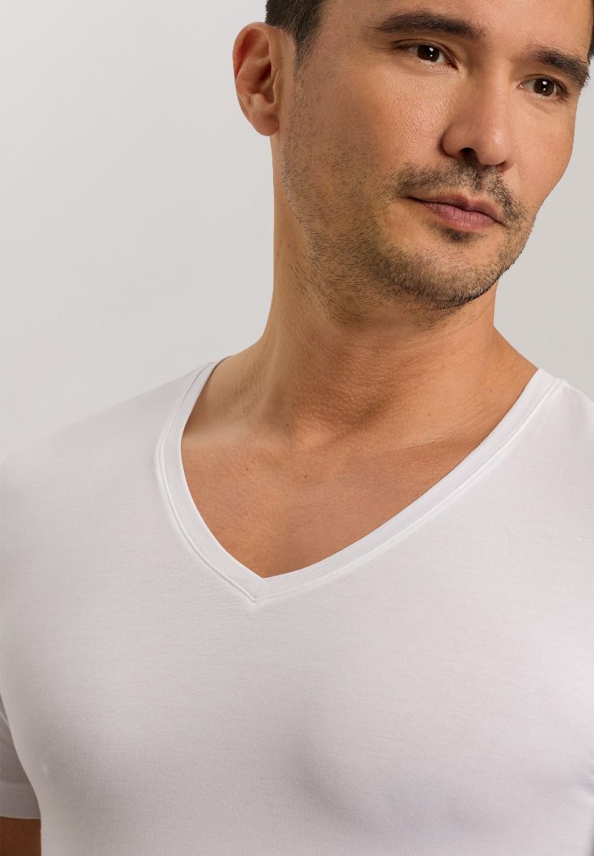 Hanro Basic Cotton Superior Cotton Superior S/Slv Shirt V-Neck (073089) White
