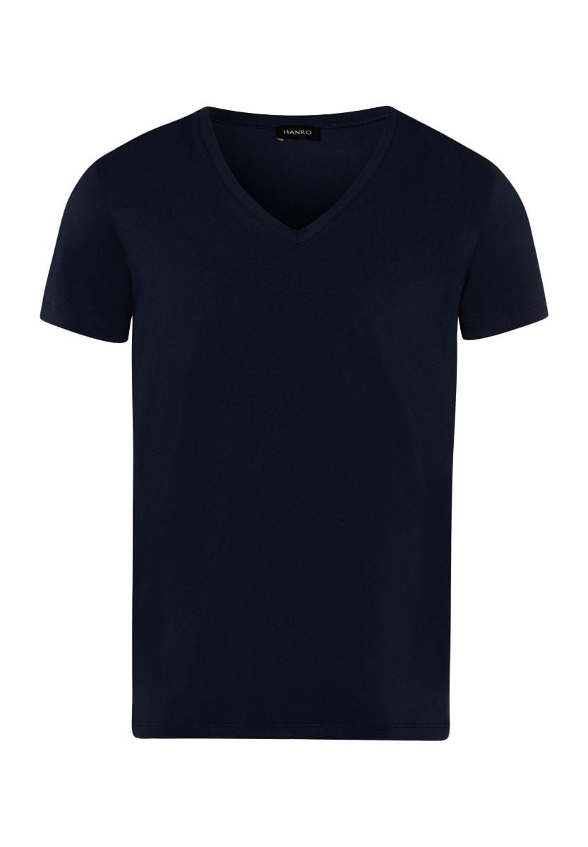 Hanro Basic Cotton Superior Cotton Superior S/Slv Shirt V-Neck (073089) Midnight Navy