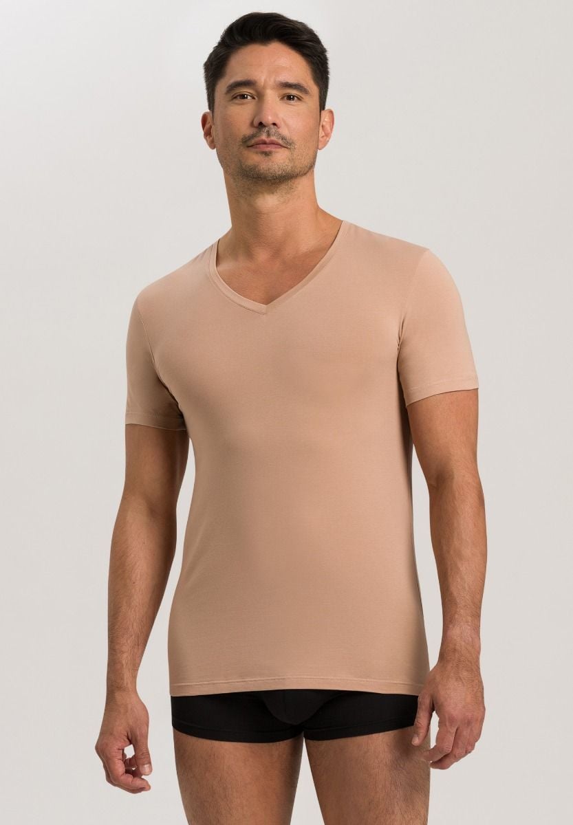 Hanro Basic Cotton Superior Cotton Superior S/Slv Shirt V-Neck (073089) Neutral