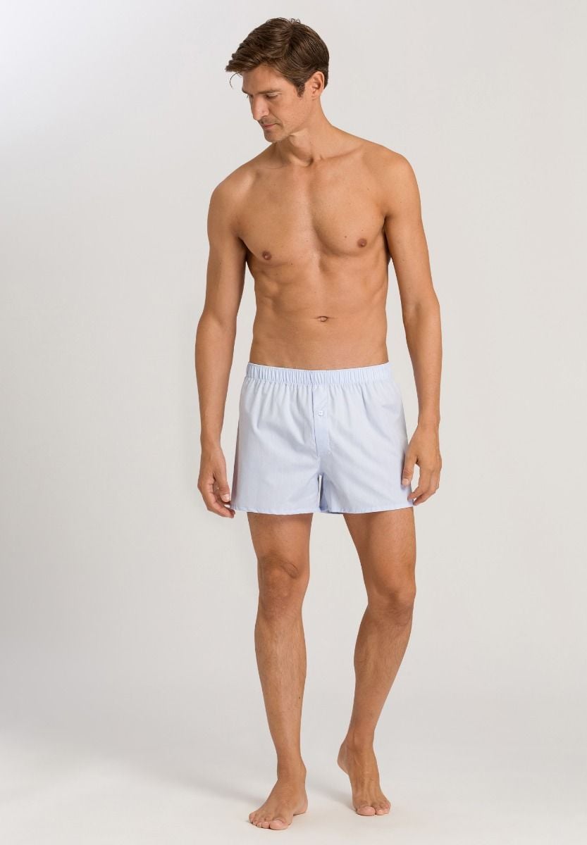 Hanro Basic Fancy Woven Fancy Woven Boxers (074013) Light Blue