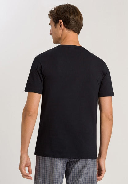 Hanro Basic Living Shirts Living Shirts S/Slv Shirt V-Neck (075051) Black