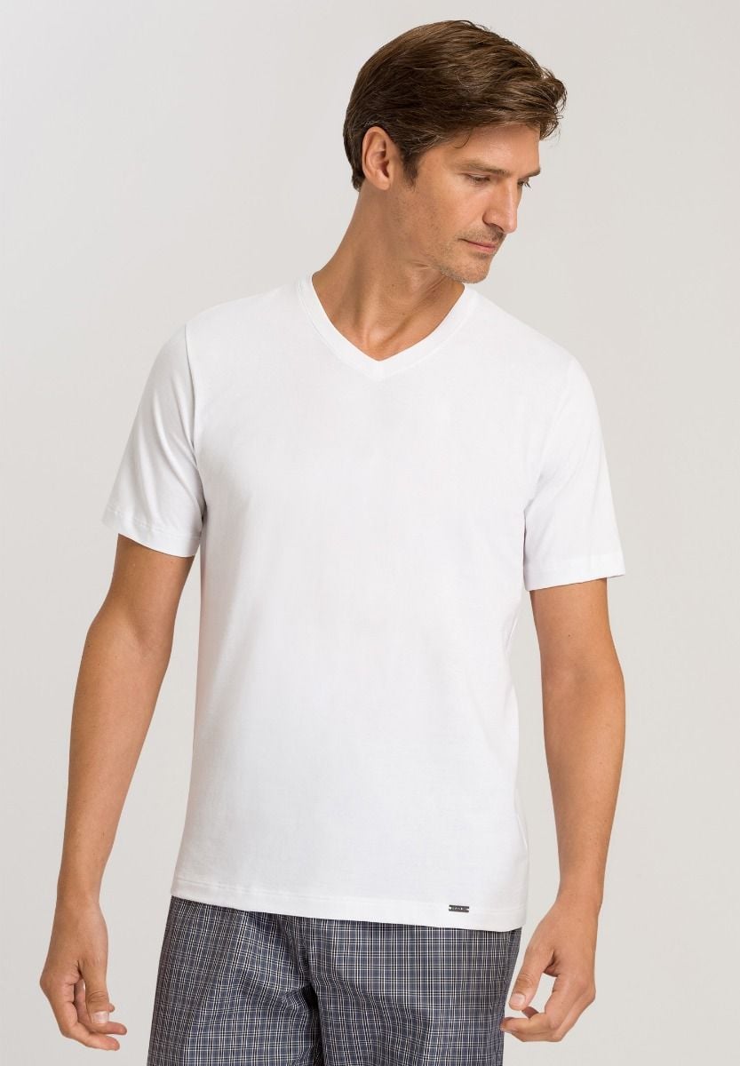 Hanro Basic Living Shirts Living Shirts S/Slv Shirt V-Neck (075051) White