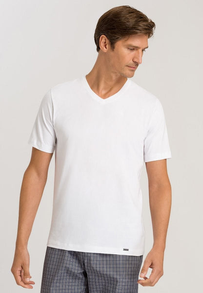 Hanro Basic Living Shirts Living Shirts S/Slv Shirt V-Neck (075051) White