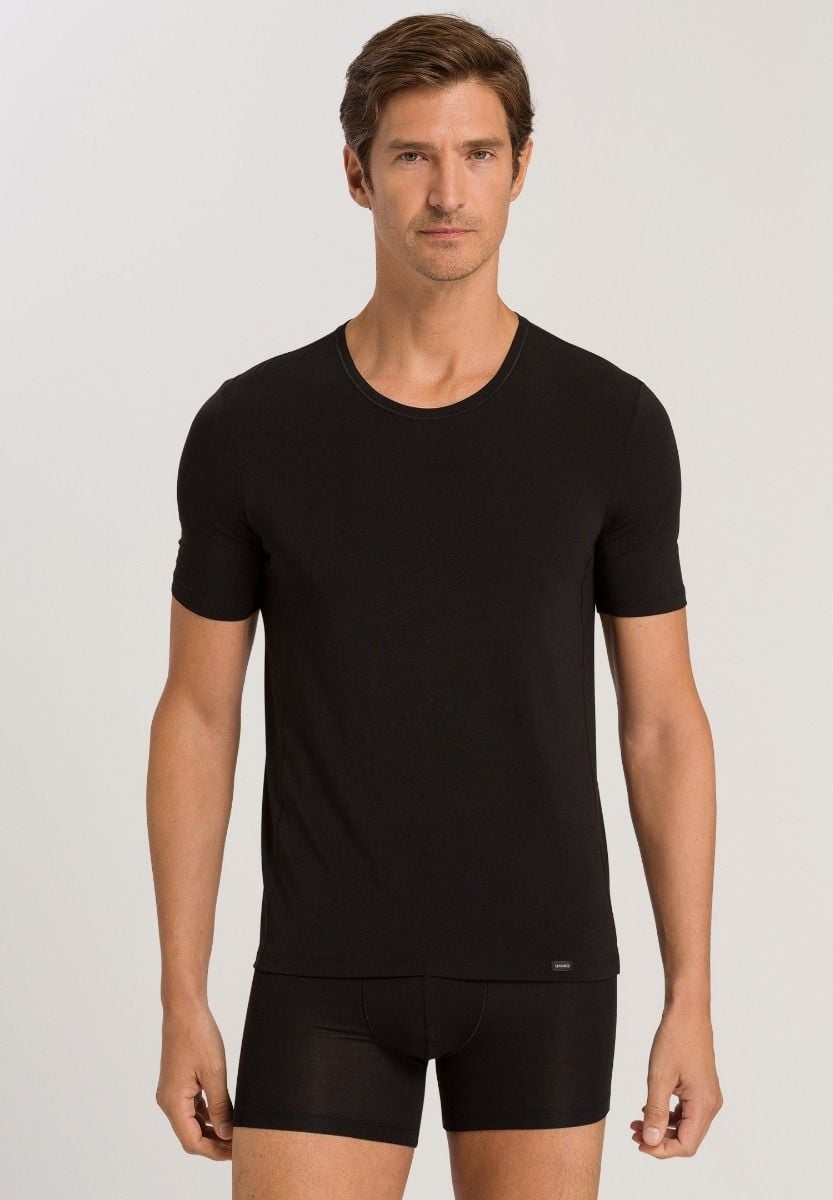 Hanro Basic Natural Function Natural Function Short Sleeve Shirt (073184) Deep Black
