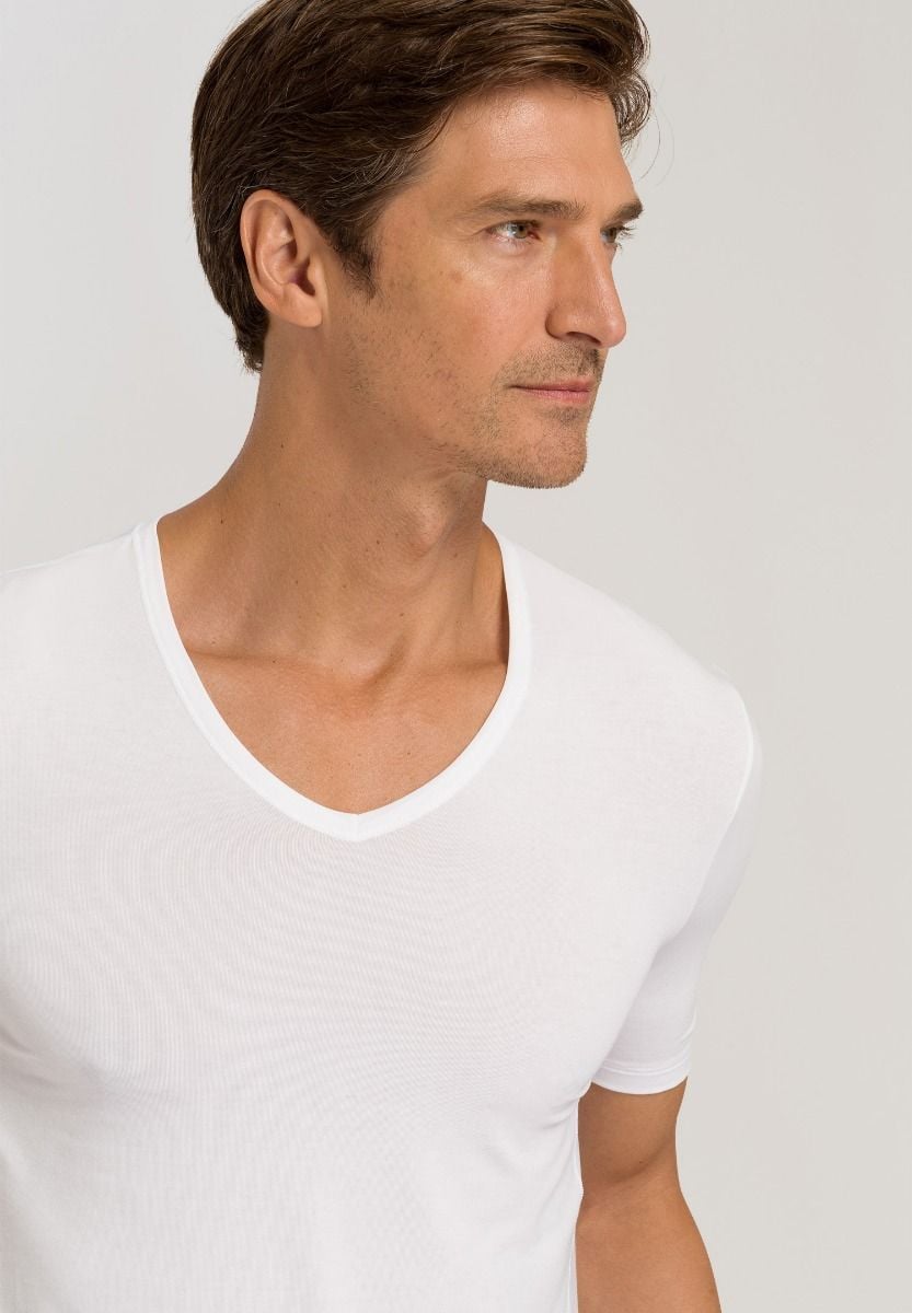 Hanro Basic Natural Function Natural Function S/Slv Shirt V-Neck (073185) White