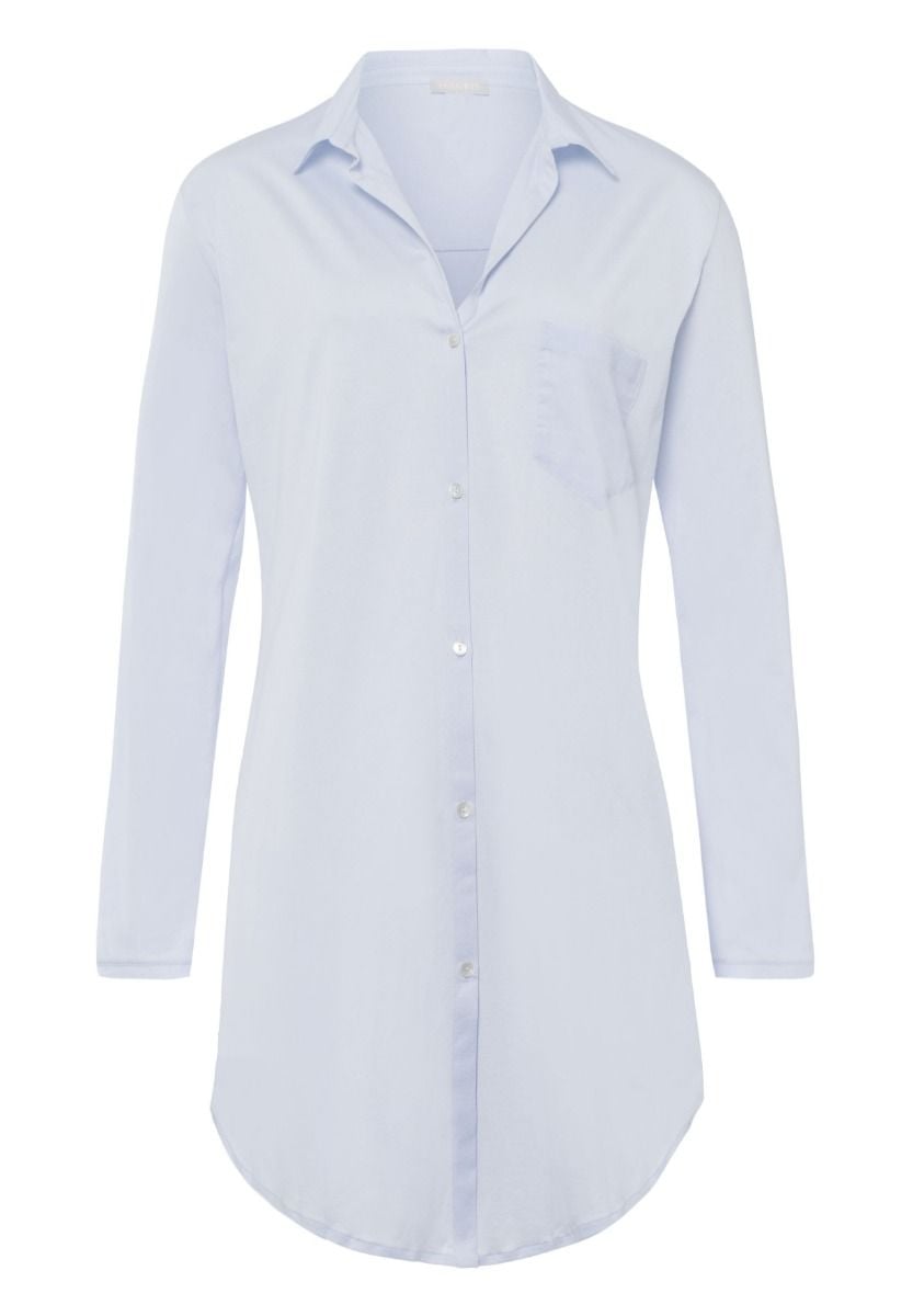 Hanro Basic Cotton Deluxe Cotton Deluxe L/Slv Nightdress 90Cm (077958) Blue Glow