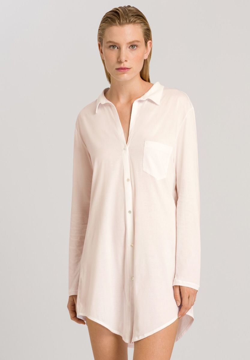 Hanro Basic Cotton Deluxe Cotton Deluxe L/Slv Nightdress 90Cm (077958) Crystal Pink