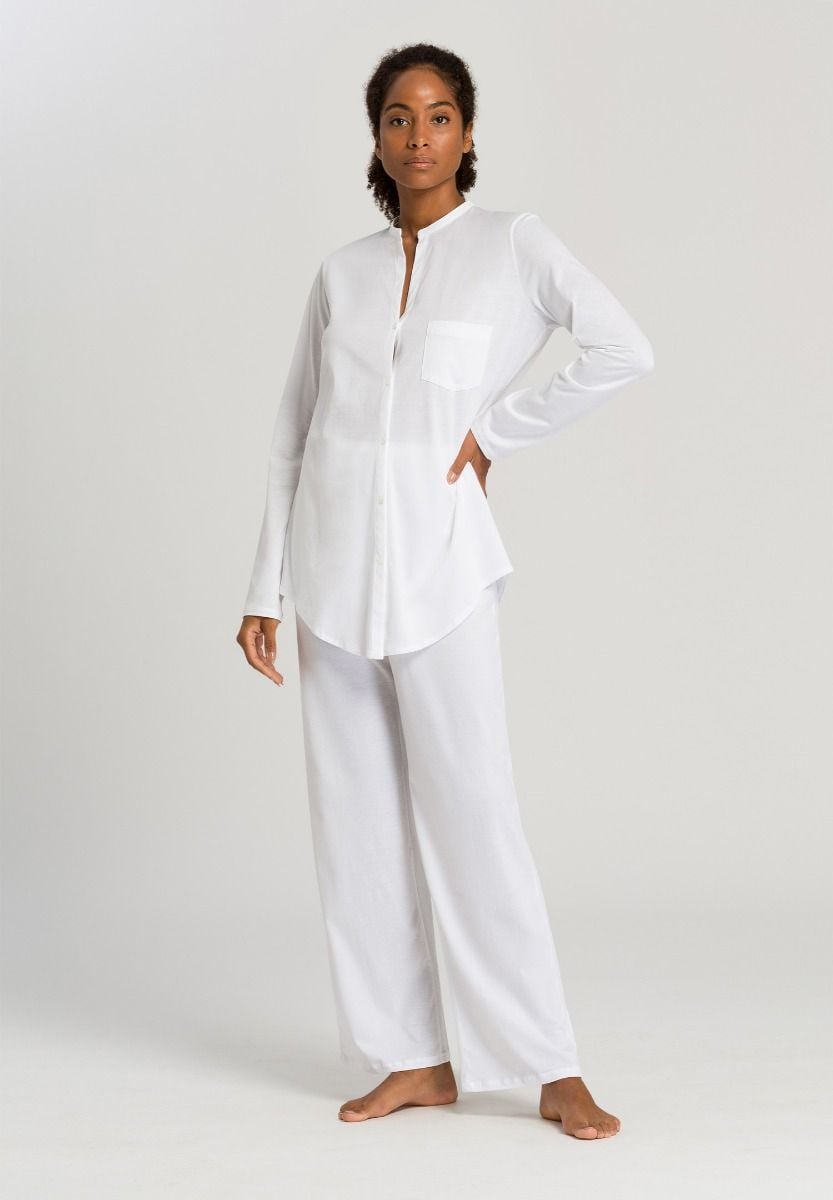 Hanro Basic Cotton Deluxe Cotton Deluxe L/Slv Pajama (077956) White