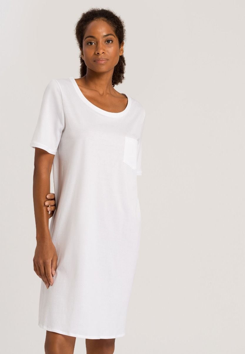 Hanro Basic Cotton Deluxe Cotton Deluxe S/Slv Nightdress 90Cm (077953) White