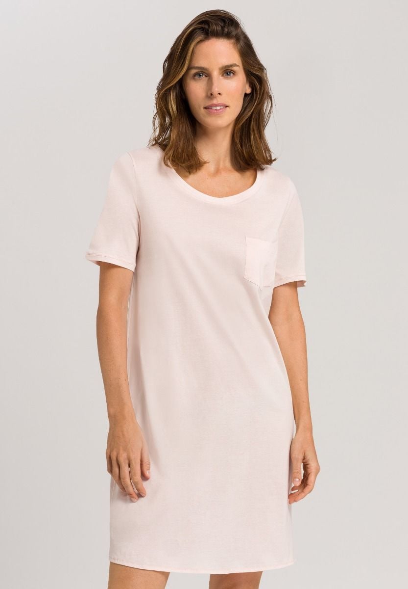 Hanro Basic Cotton Deluxe Cotton Deluxe S/Slv Nightdress 90Cm (077953) Crystal Pink